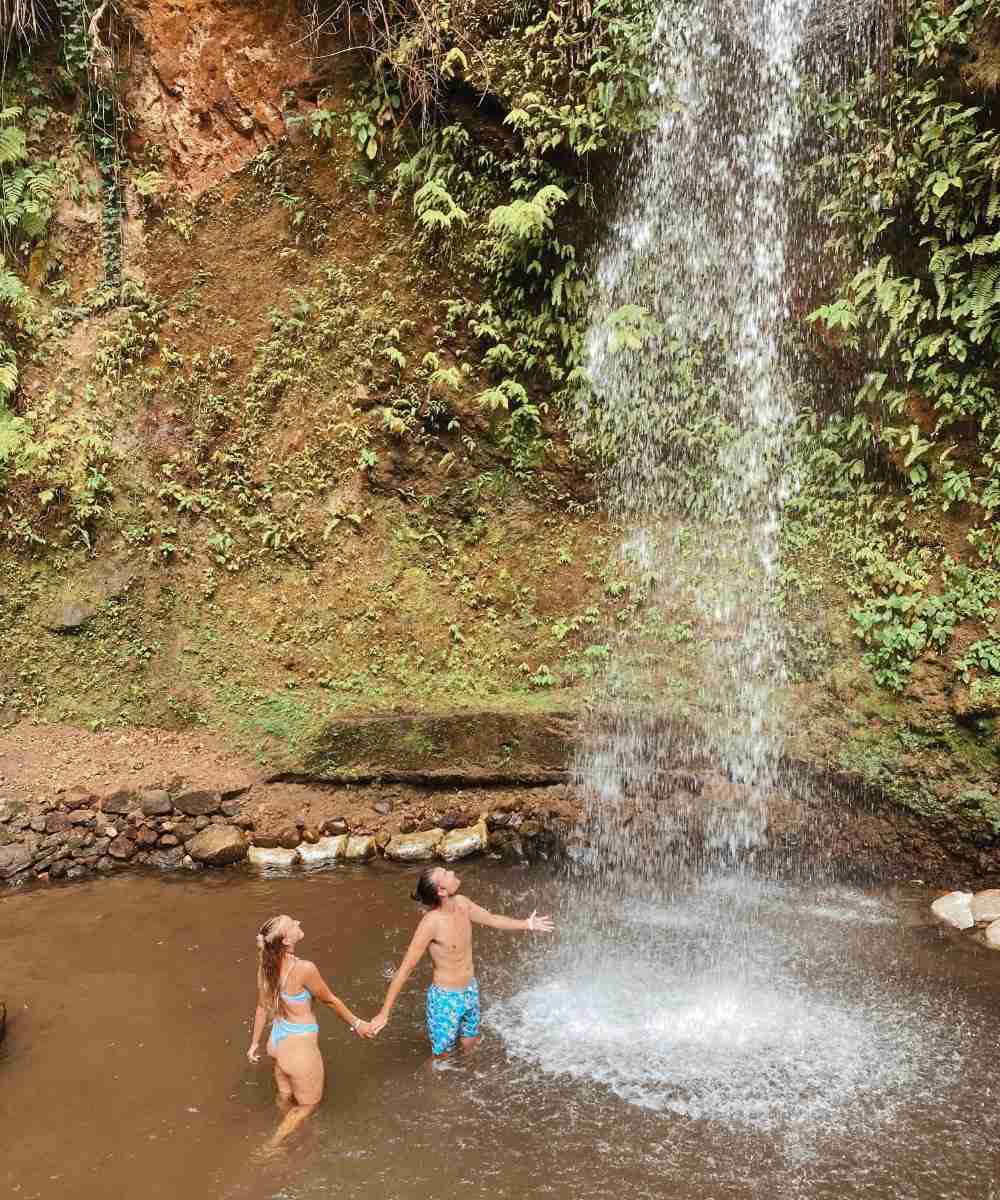 Underneath the Toraille Waterfalls in St Lucia