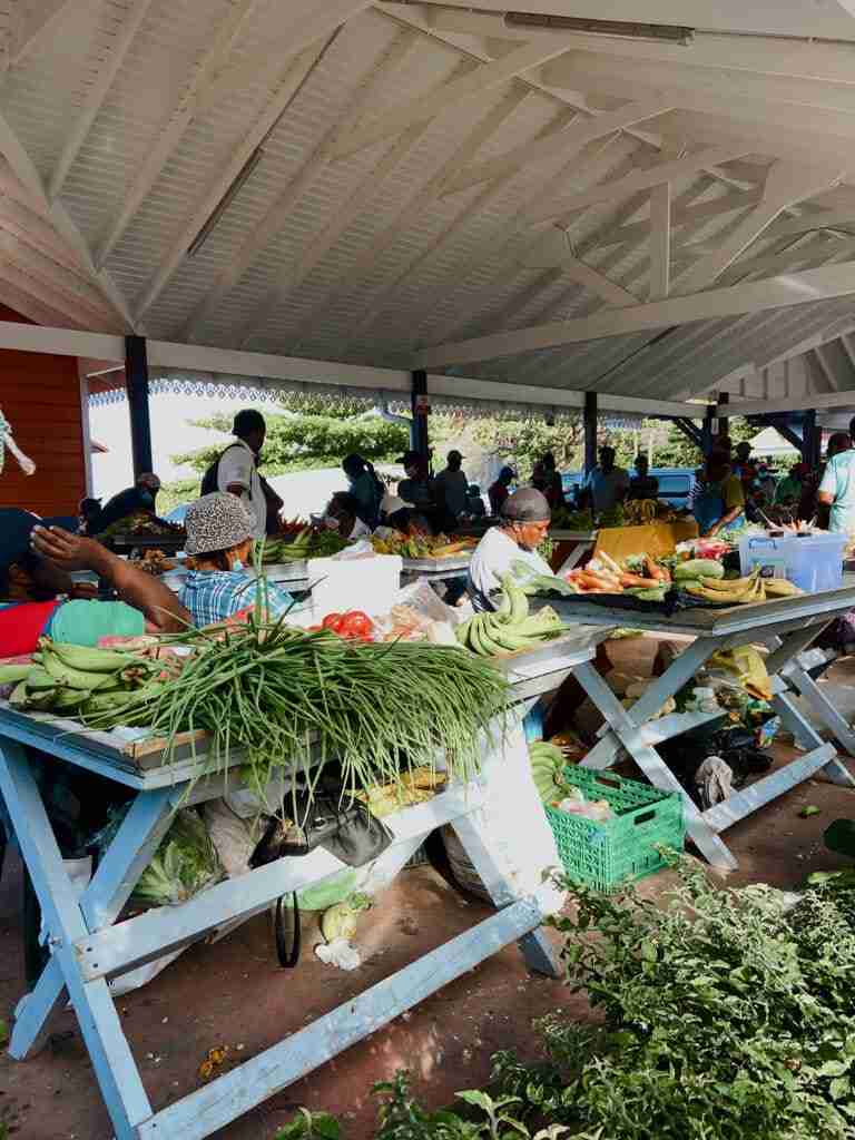 bustling caribbean market in soufriere st lucia