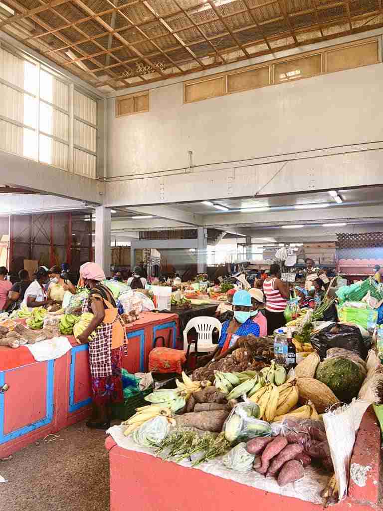 fruit and vegetable store at Castries central market